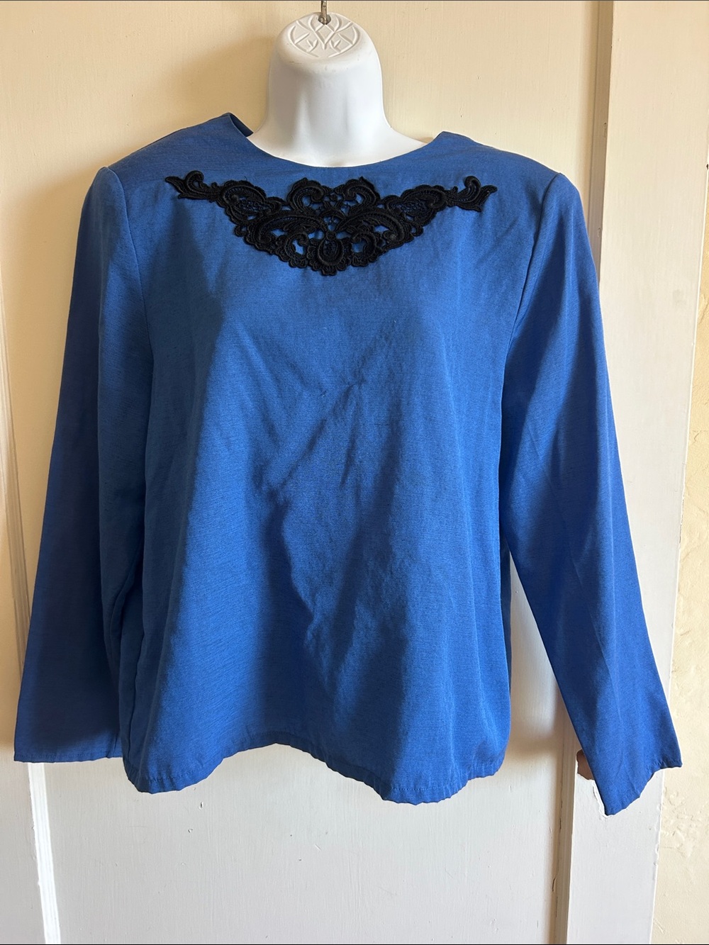 Vintage Blue Women's Embroidered Crewneck Top
